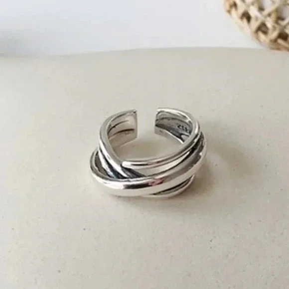Minimalist Sterling Silver Twisted Ring Adjustable - Picture 2 of 8